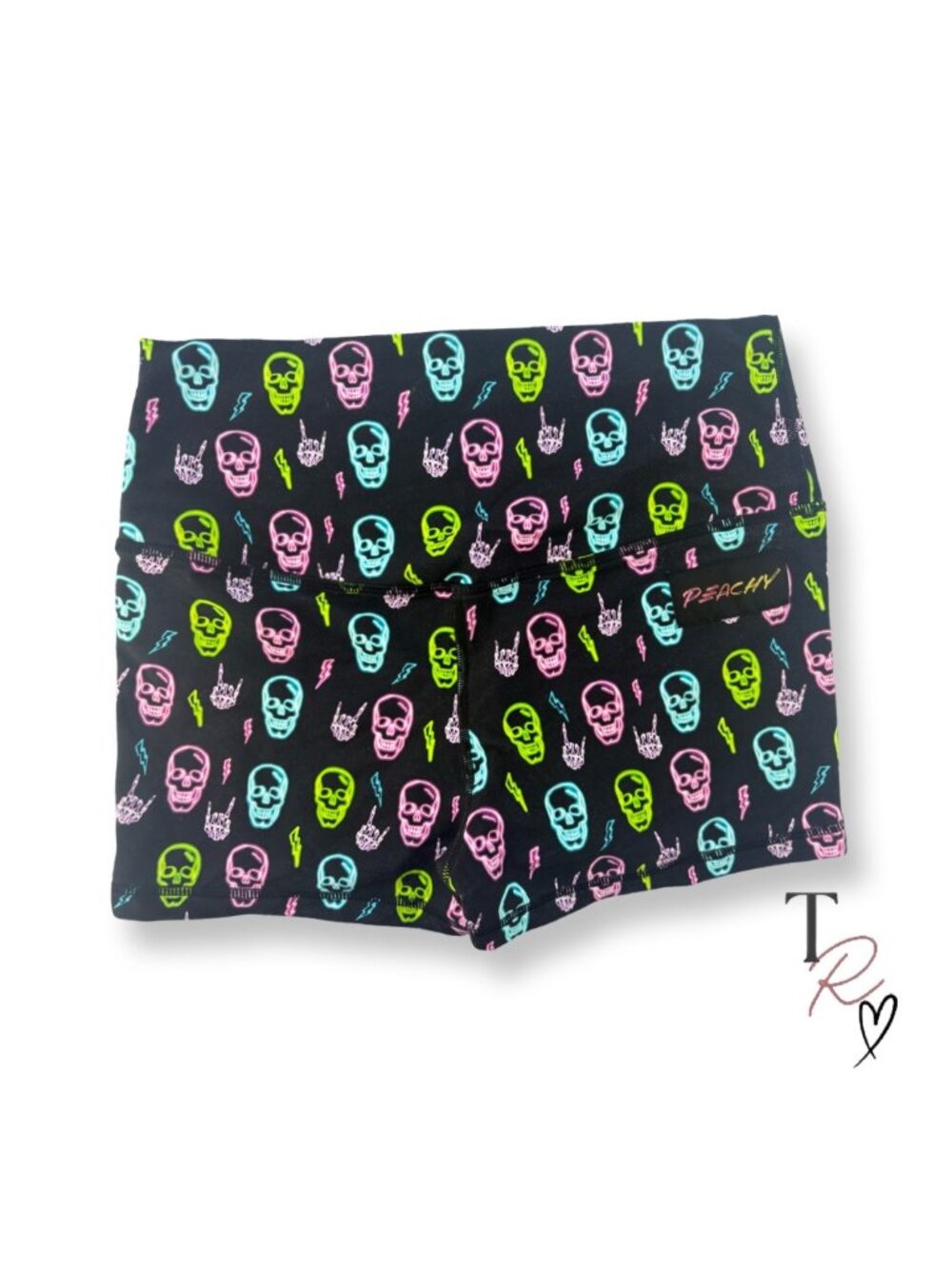 Peachy Athletic NWT Vixen Neon & Black Skull Booty Crossfit Shorts Size Medium